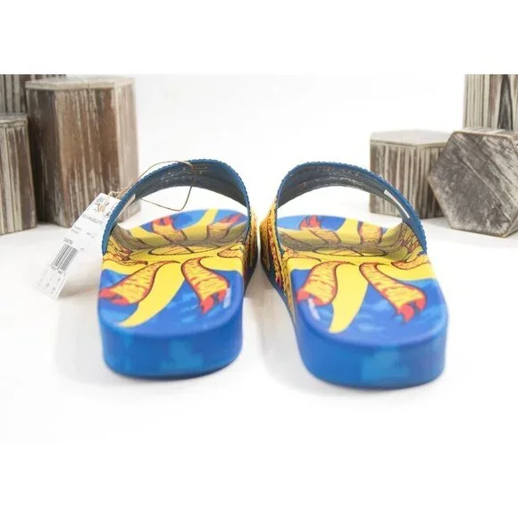 Adidas x Hot Wheels Blue Yellow Logo Monogram Pool Slides Shoes Mens 11 NIB - Picture 8 of 12